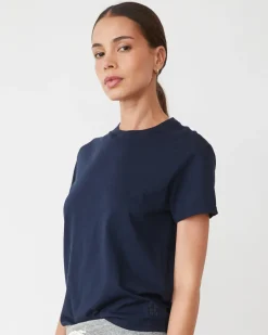 MONROW Basic Crew Neck Tee BLUEBLACK Best